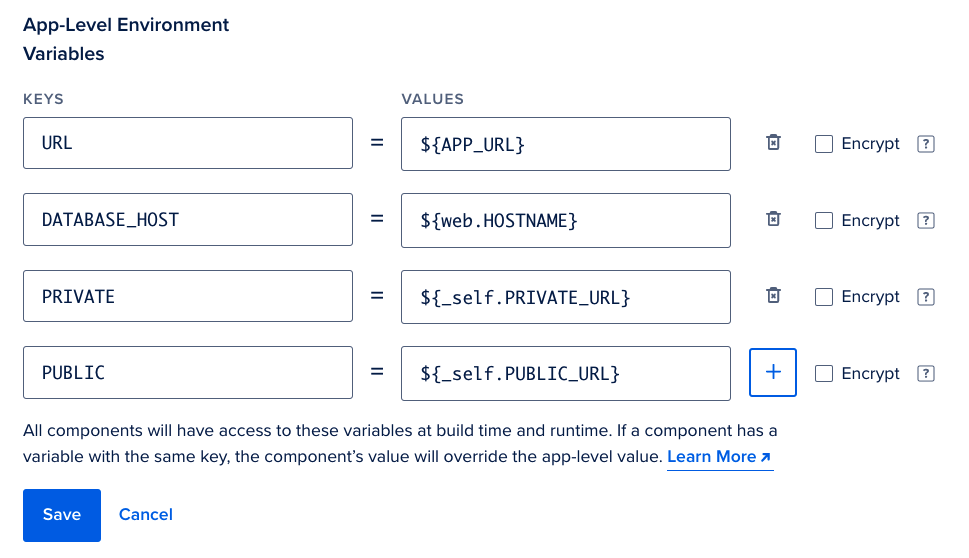 Bindable variables set as environmental variables