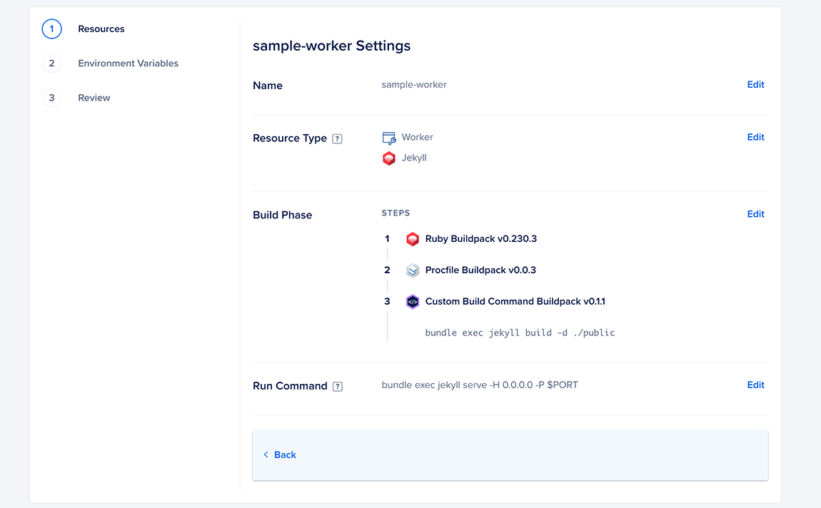 Create worker settings