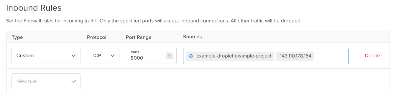 Custom rule with multiple inbound sources