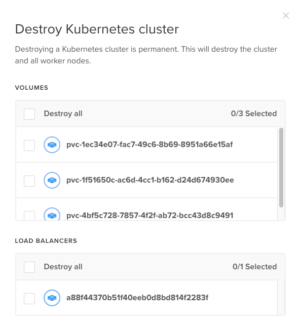 Delete cluster