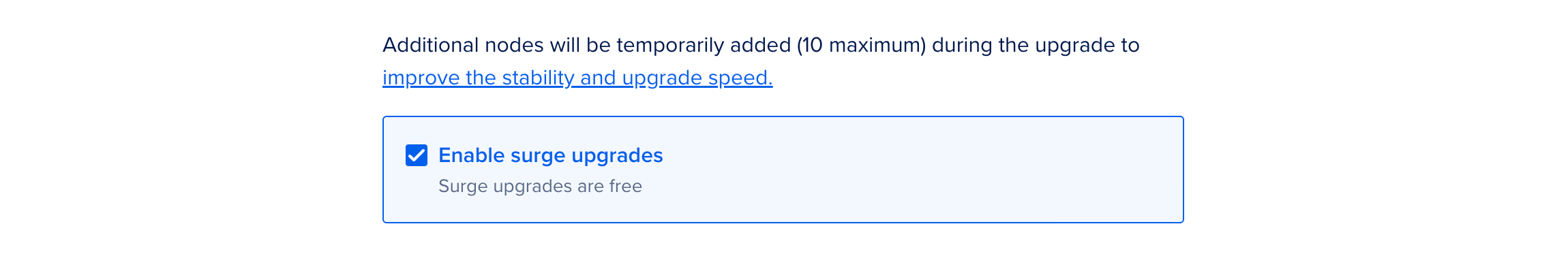 Enable surge upgrade