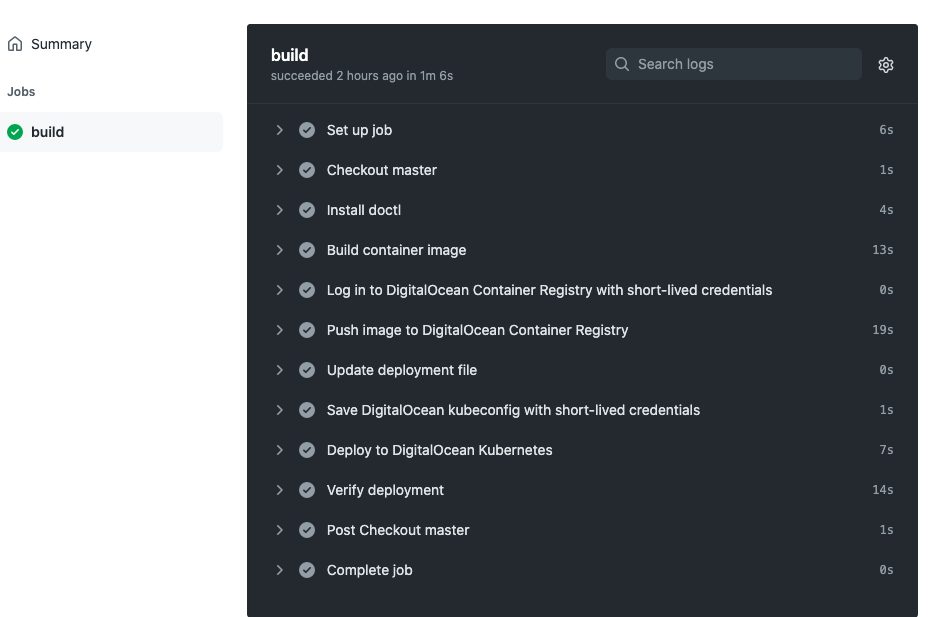 GitHub Actions progress