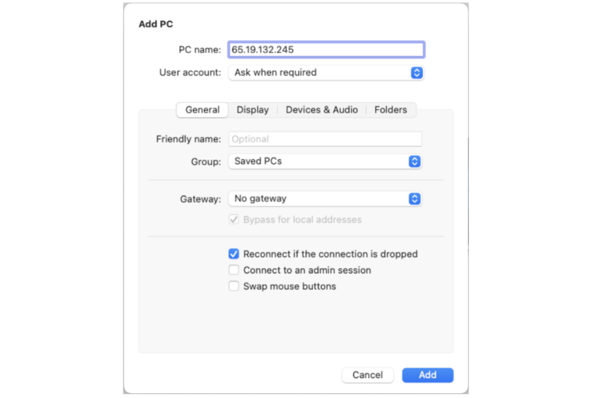 Adding server public IP