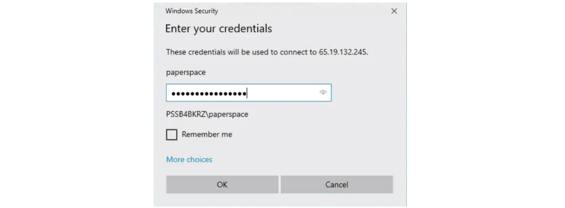 Typing password within Windows Security