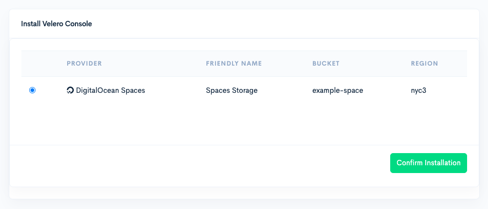 Choose storage page